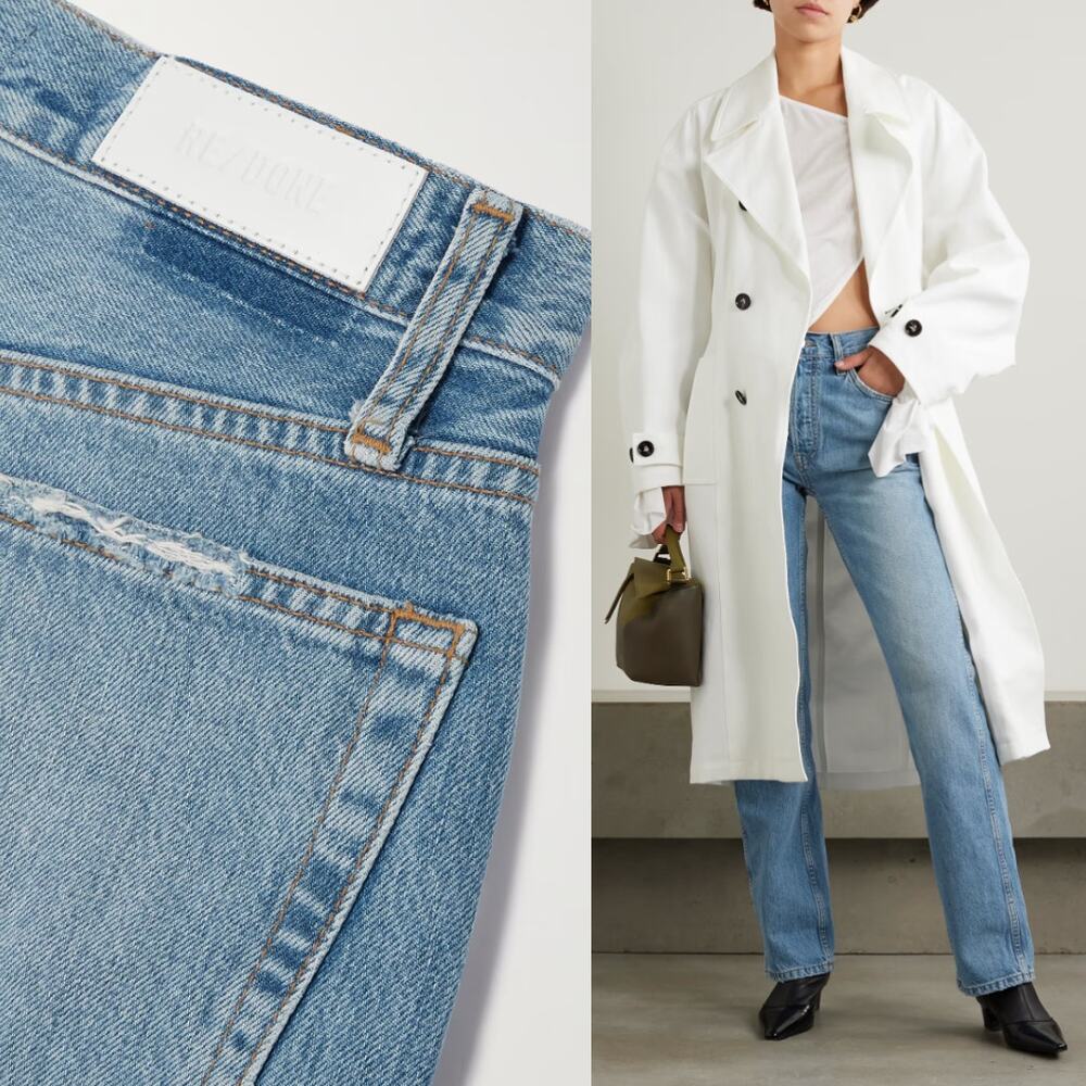 RE/DONE | NWT 90s Loose High-Rise Straight Leg Jeans Worn Blue Medium Wash 25